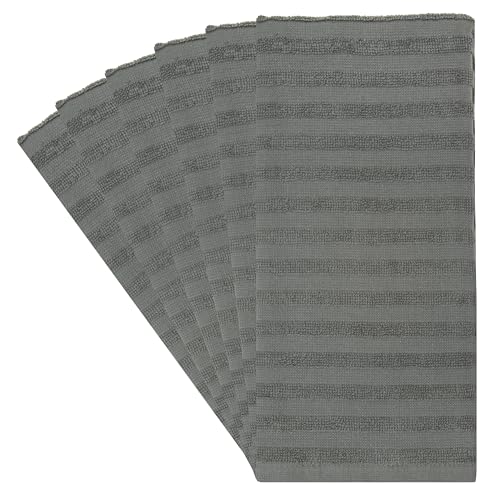 Image of Premium Kitchen Towels (20 inchx 28 inch, 6 Pack) | Large Cotton Dish Towels 450 GSM | Highly Absorbent Terry Kitchen Linen Set with Hanging Loop | Anthracite Solid