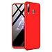 Produktbild Lanpangzi Kompatibel mit Samsung Galaxy M20 Hülle + Panzerglas 360°Schutzhülle PC Hartschale 360 Grad Full-Cover Anti-Schock HandyHülle Anti-Kratz Stoßfänger Case mit Panzerglasfolie,Rot