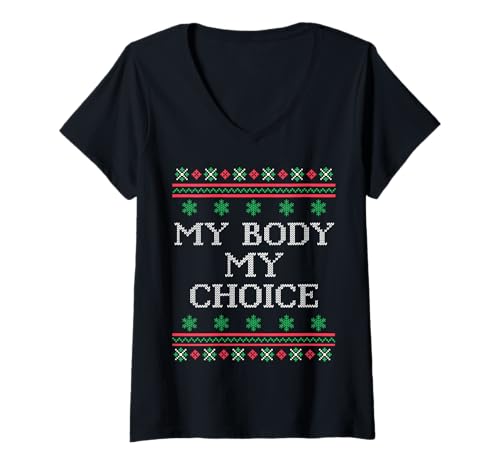 Mujer Navidad Feminista Pro Elección Derechos Mujeres Divertido Camiseta Cuello V