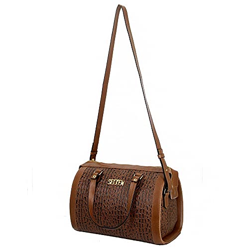 Kit Bolsa Feminina Baú Ziper com Carteira Marrom Selten