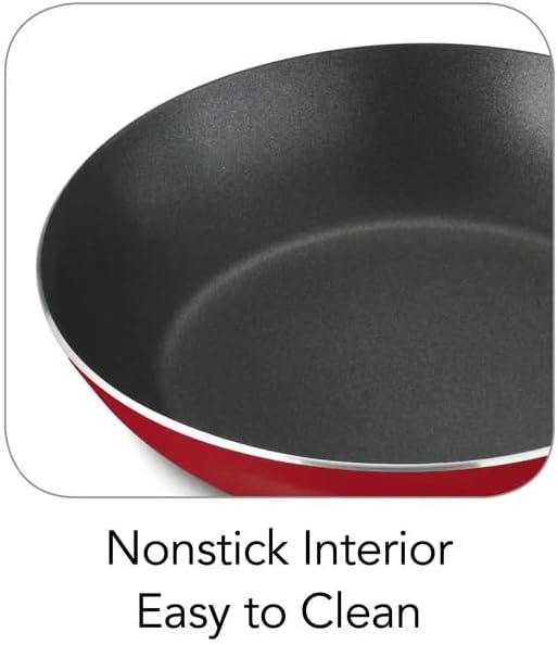 Miniatura 4 de Juego de utensilios de cocina antiadherentes de 9 piezas, juego de ollas y sartenes de cocina rojas con tapas de vidrio, asas que se mantienen