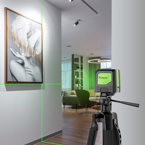 image for Huepar Cross Line Laser Level with Lightweight Tripod, DIY Self-Leveli