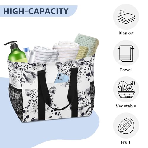 Nander Beautiful Art Leopard Foldable Tote Bag Waterproof Sandproof Women Beach Bag Handbag Gym Bag4