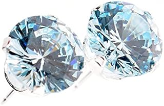 pewterhooter® Women's London Collection - Stud Earrings  925 Sterling Silver with sparkling Ice Blue Crystal  Gift Box
