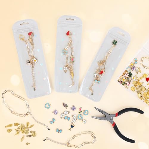 Image of Himake 341Pcs Gold Charm Bracelet Making Kit, DIY Jewelry Making Supplies, Including Paperclip Chain Bracelets, Jump Rings, Charms, Gift Bags, Pliers, Box for Jewelry Making