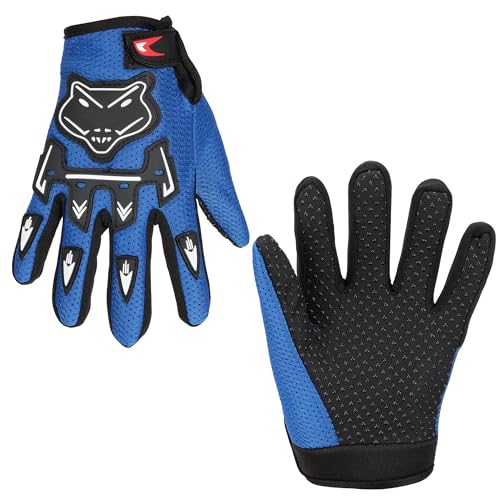 TOKCKYBL Kids Dirt Bike Gloves - Youth Motorcycle Gloves for Boys & Girls, Breathable Non-Slip Riding Full Finger Children Glove for BMX, Mountain Bike, ATV, Cycling & Outdoor Sports