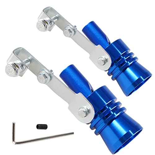 YIUIY 2 Pack Universal Turbo Sound Pipe Whistle Muffler Sounder Simulator Tailpipe Noise Sound Enhancer Compatible with Truck, Motorcycle, Cars, Dirt Bike and Scooter(XL Blue)