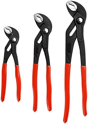 Kowsinde 3-Piece Groove Joint Pliers Set, Adjustable Water Pump Pliers, V-Jaw Tongue and Groove Pliers, 7-inch, 10-inch, 12-inch
