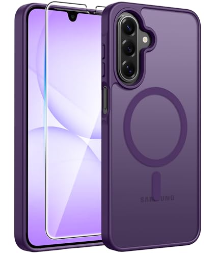 Image of FNTASE for Galaxy A17 /A16 5G Phone Case: for Samsung A17 Cases [Compatible with Magsafe] [Screen Protector] Matte Translucent Military Grade Protection for Samsung A 17 & A 16 4G Cover - Purple