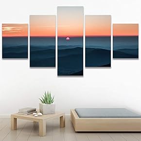SIGNWIN 5 Panel Canvas Wall Art Sunset in...