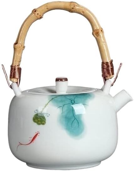 Teapots, ceramic teapots, Hand-painted Lotus Handle Pot Kung Fu Tea Set Small Ceramic Pot Antique Office Home Chinese Hand-made Teapot Tea Maker (Color : 1)