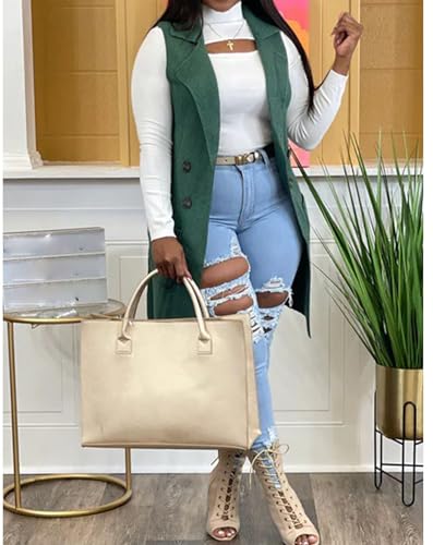 Image of Women's Casual Sleeveless Long Sweater Vest Open Front Cardigan Waistcoat