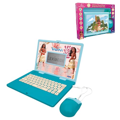 Lexibook, Princesas Disney, Ordenador Educativo Vaiana bilingüe FRANCÉS/Inglés, Juguete para...