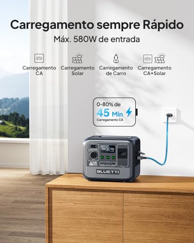 BLUETTI AC50B Gerador de Energia Solar, Bateria LiFePO4 de 448Wh, Saída CA de 120V|700W (Pico de 100