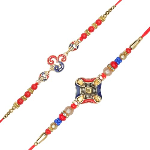 Set of 2 Rakhi for Brother Rakhi Thread Bracelet for Bhai Bhabhi Bhaiya veera Bhaidooj Tikka Diwali Decorations Set Dora Bracelets Rakhi Card gift Pack for Brother Sister Indian Traditional Festival