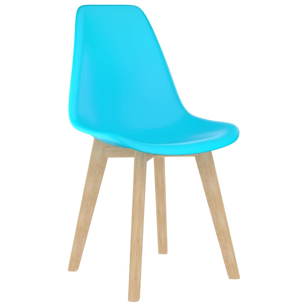 Set di 4 sedie per sala da pranzo, blu con gambe in legno di