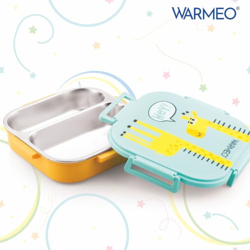 Image of WARMEO Jerry Insulated Lunch Box with Two Compartment BPA Free, Kids Lunch Box,Food Grade Ideal for School, Picnic, Office & Outdoor - 500ml Giraffe, Stainless Steel