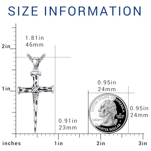 Image of Eusense Cross Necklace for Women Men Crucifix Pendant Sterling Silver 925 Cruz De Caravaca Cross Jesus Crucifix Jewelry