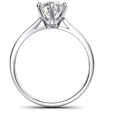 Pure 14k white gold 2.0 CT Classic 6-Prong Solitaire Simulated Diamond Engagement Ring Promise Bridal Wedding Ring (7) Cover