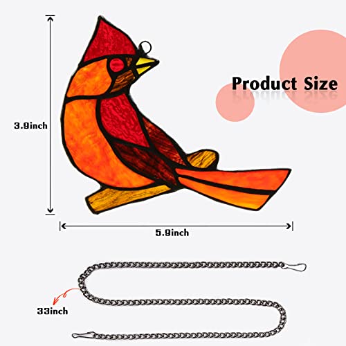 Kleeglee Sunflower + Birds Stained Glass Window Hangings, Handmade Suncatcher Stained Glass Cardinal Gifts Hummingbirds Stained Glass Window Panels For Window Decor #TOP4
