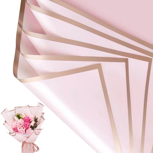 Jutieuo 20 Sheets Light Pink Wrapping Paper, Waterproof Korean Floral Paper for Flower Bouquet Wraps Gift Packaging Florist Supplies (22.8 x 22.8 inch)