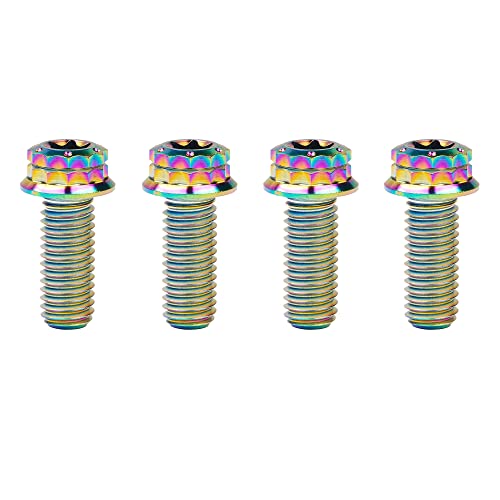 Image of Titanium Flange 12 Point Head M8 x15 20 25 30 35 40 45 50 55 60 65mm Screw Bolt Pack of 4 (M8x20mm, Rainbow)