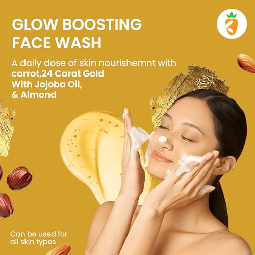 Karrot-Natural-Skincare-24K-Gold-Face-Wash-for-Glowing-Skin-Boosts-Radiance-24-Carat-Gold-with-Hyaluronic-Acid-Carrot-Almond-and-Jojoba-Oil-For-Women-and-Men-Suitable-for-All-Skin-Types-100-ml