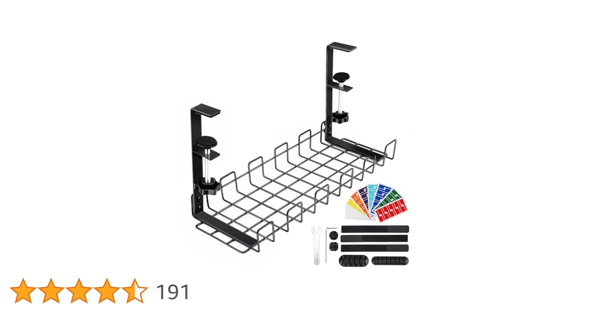KADAX Portacavi Sotto Scrivania In Acciaio - Organizzatore Cavi Per Ufficio, Nero