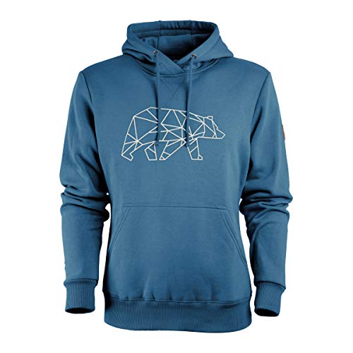 FORSBERG Pettarson Herren Hoodie mit Bärenlogo | Skandinavisch inspirierter Kapuzenpullover | All-Year Kollektion | Freizeit, Handwerk, Outdoor, Farbe:blau, Größe:L