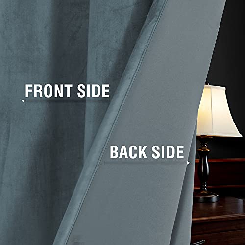 Luxury Velvet Curtains For Living Room 84 Inches Room Darkening Super Thick Soft Velvet Textured Window Curtain Drapes Thermal Insulated Grommet Decoration 2 Panels, Each 52 X 84 Inch, Stone Blue #TOP3