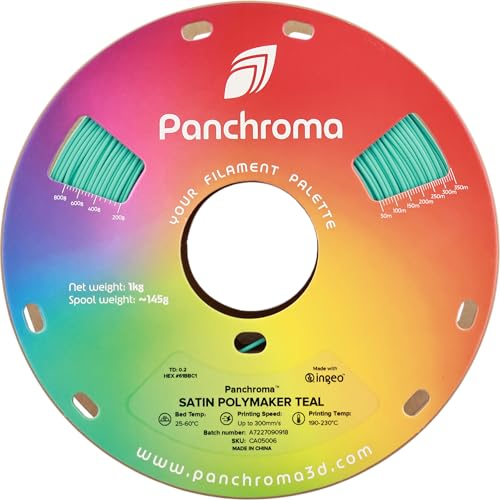 Image of Polymaker Panchroma Satin PLA Filament, Satin Polymaker Teal 1.75mm 3D Printing Filament, 3D Printer PLA Filament, Fit Most FDM 3D Printers, 1kg Spool (2.2lbs)