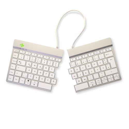 R-Go Split Tastatur, Bluetooth 5.0, Mit Anti-RSI-Software, Ergonomische Design mit Geteilte Tastenfeld, Multi-Media Bedienelemente, QWERTZ Deutsches Layout, Kompatibel mit Windows/MacOS, Weiss