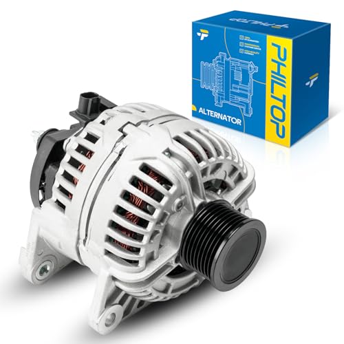 Image of PHILTOP Alternator Compatible with Dodge Ram 2500 2006-2009 5.9T, Ram 3500 2006-2007 5.9T Replace 11235N 12V 136Amp CW SC8 8-Groove Pulley | Fits 2006-2007 Dodge Ram 3500 L6 5.9T, Replacement OE 11235N, 90156537, 4801475AA, 04801475AB, 04801475AA, 4801475AB, 11235