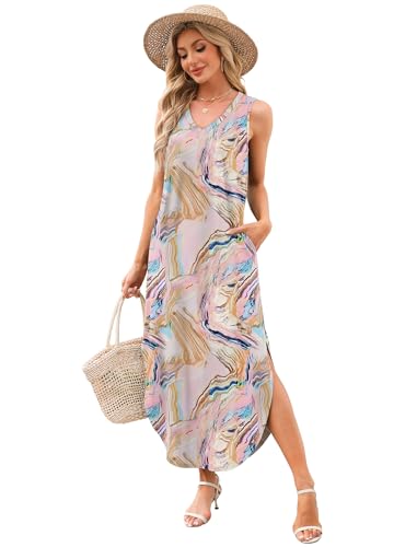 Image of Sampeel Summer Dresses Maxi Dress Vacation Beach Sundresses 2025 with Pockets