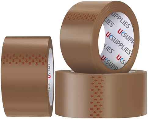UK SUPPLIES LIMITED 3 Rolls LOW NOISE Premium Brown Packaging Tape (All Pack Sizes) 48MM X 66M Extra Strong Secure Sticky Adhesive Durable Parcel Sealing Tape for Packing Boxes & Moving Houses