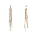 Gold Crystal Rhinestone 3 Strands Drop Dangle Earrings