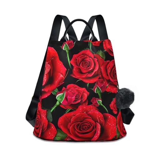 Mochila de viaje para mujer con cremallera trasera diseño rosas