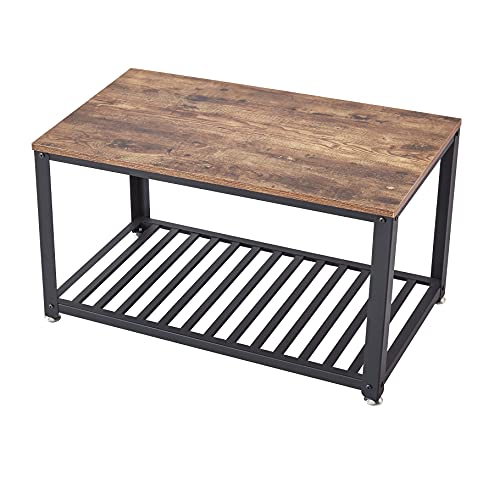 Add a Touch of Industrial Style to Your Living Room with Loglus' Coffee Table with Metal Shelf