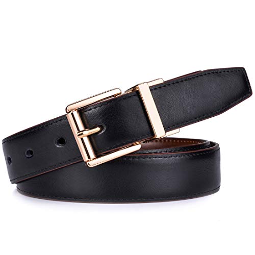 Image of Beltox Men's Belt Dress Casual Reversible Leather 1.1 inch w Roller Buckle Rotated