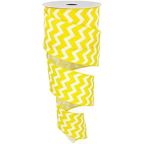 Leecogo Easter Ribbon Wired,2 1/2”x10 Yard,Yellow Waves Ribbon for Easter, Christmas, Wreath, Spring, Summer, Wedding, Baby Shower, Birthday Cover