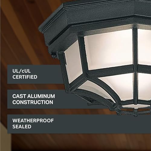 Image of Designers Fountain 2067-BK Builder Cast Outdoor Flush Mount Ceiling Light, 10.5 in W, Black