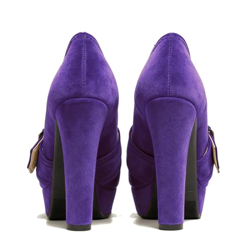 Image of SHODENSE Women Vintage Chunky Platform Loafers Pumps Tassel Round Closed Toe Slip On Suede Block High Heel Dress Loafer Shoes Buckle Strap Oxford Loafers Fringe Pump Dressy Chic Sexy Y2k 4-11 M US