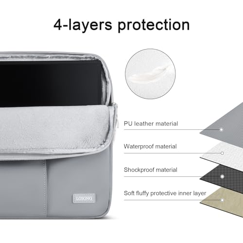 Image of PU Leather Portable Monitor Case 15.6 Inch, Protective Carrying Sleeve for Most 15.6 in Monitors,Water Resistant Portable Computer Laptop Display Bag with Accessory Pocket,Size-15.3 inchx9.8 inch Gray