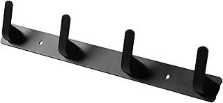 4 Hooks Matte Black Bathroom Towel Hooks Mounted Wall Adhesive Heavy Duty Farmhouse Bath Coat Stick on Rack Hat Wall Hook Sticky Black Kitchen Robe Rack Coat Hook Black 4 Hooks Rack Towel for Bathroom