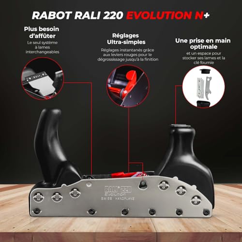 Rabot à main sans affûtage RALI 220 EVOLUTION N+ à 4 réglages rapides - 3
