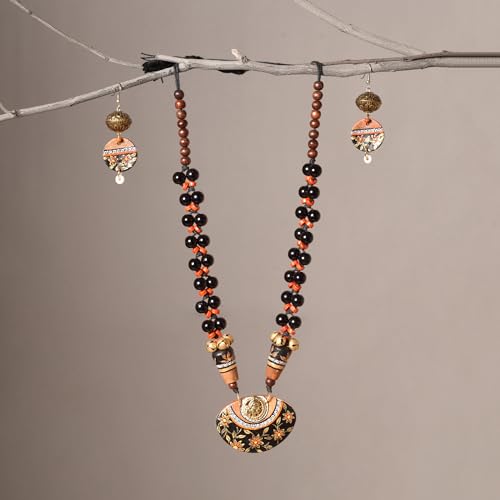 Image of AAKRITI ART CREATIONS Handcrafted Women's Jewelry Set - Ethnic Necklace and Earrings, Fashion Accessories for Special Occasions & Celebrations