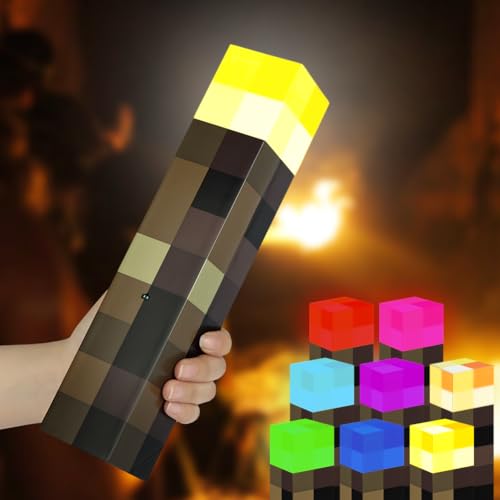 HOTUT Antorcha de Pared Luz de Noche con Mando a Distancia,Luces y sonidos de llama simulados,8 Colores y Temporizador,USB Recargable,Brillo ajustable,regalo para los amantes de los juegos y los niños