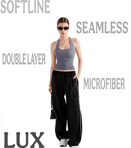 Image of SIGHTBOMB SOFTLINE Double Layer Seamless U Neck Halter Cuddle Baby Sleeveless Microfiber Active WEAR /Casual WEAR TOP for Women