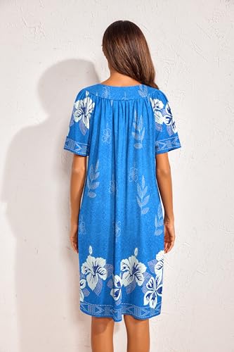 Image of Ekouaer Womens House Dress Floral Print Nightgown with Pockets Mumu Dress