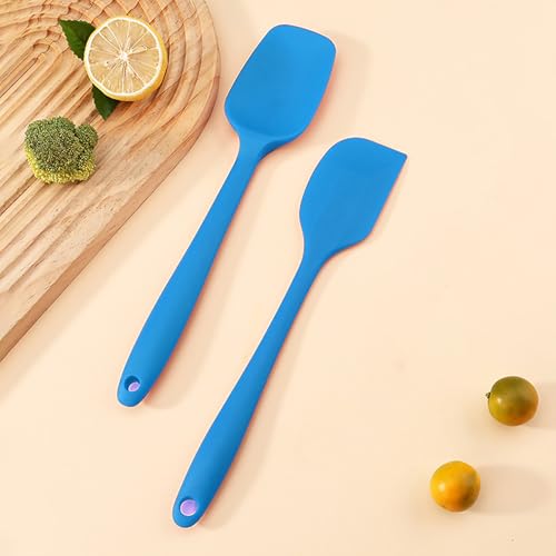2Pcs Silicone Spatula,Food Grade Rubber Spatula for Baking, Cooking, and Mixing High Heat Resistant Non Stick Dishwasher Safe(Blue)